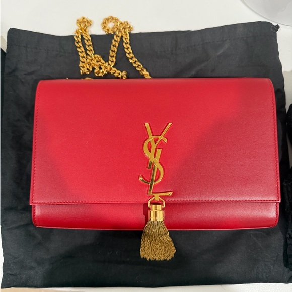Yves Saint Laurent Red Crossbody Bag with Gold Chain - Picture 1 of 4